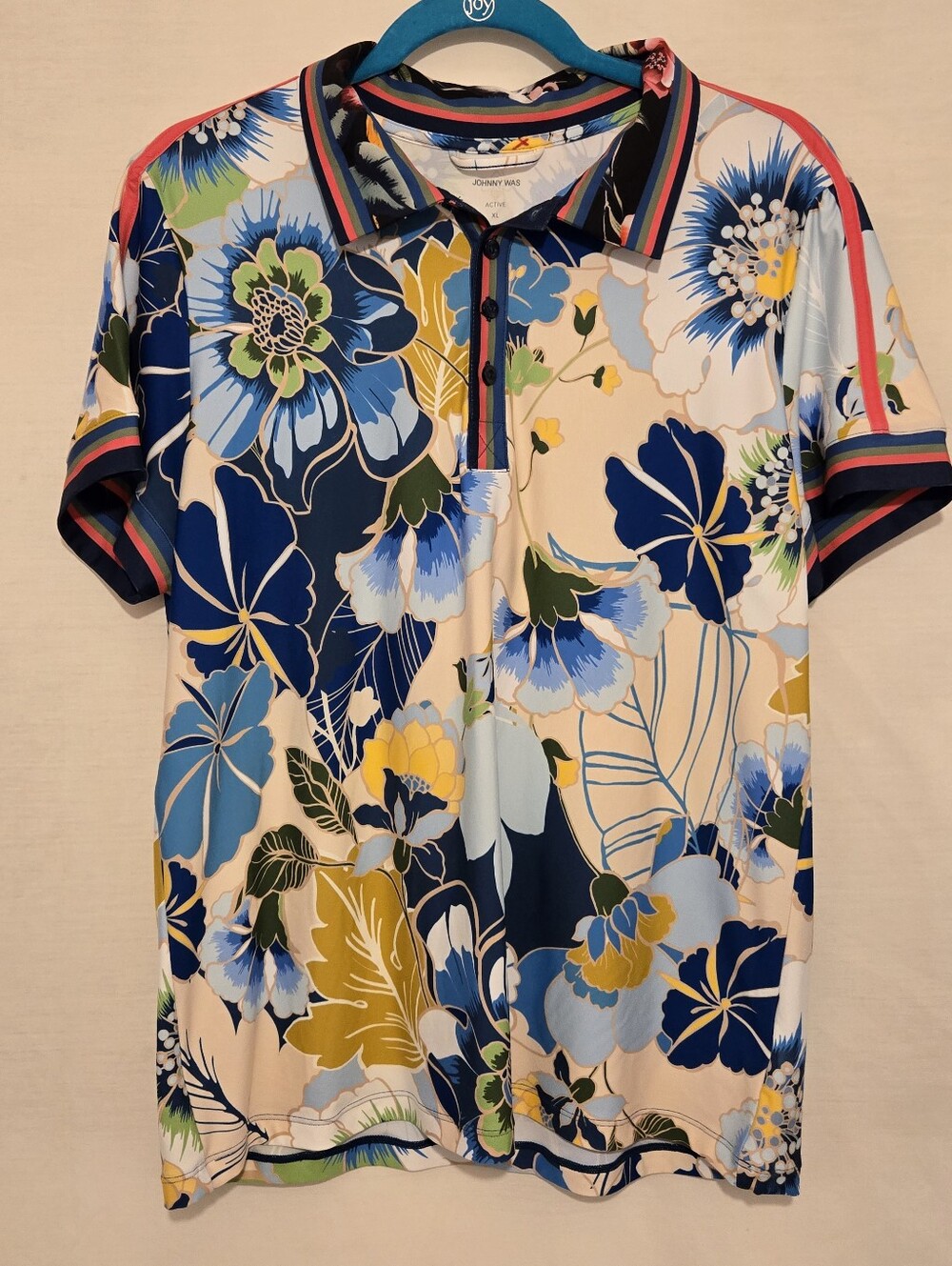 Johnny Was Bee Active Short Sleeve Polo Tee Multicolor Floral Sz XL